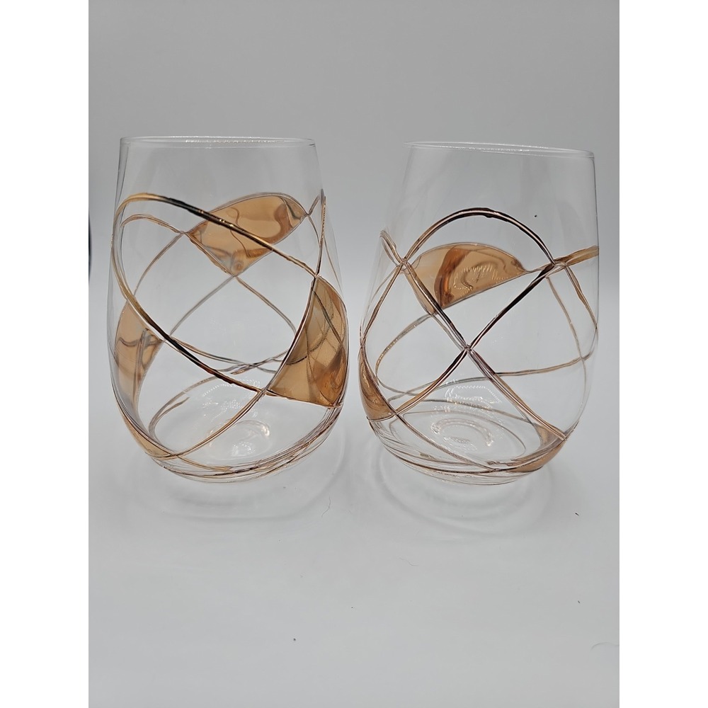 Cornet Barcelona "Sagrada" Stemless Hand Painted Wine Glasses Set of 2– 15.5 oz
